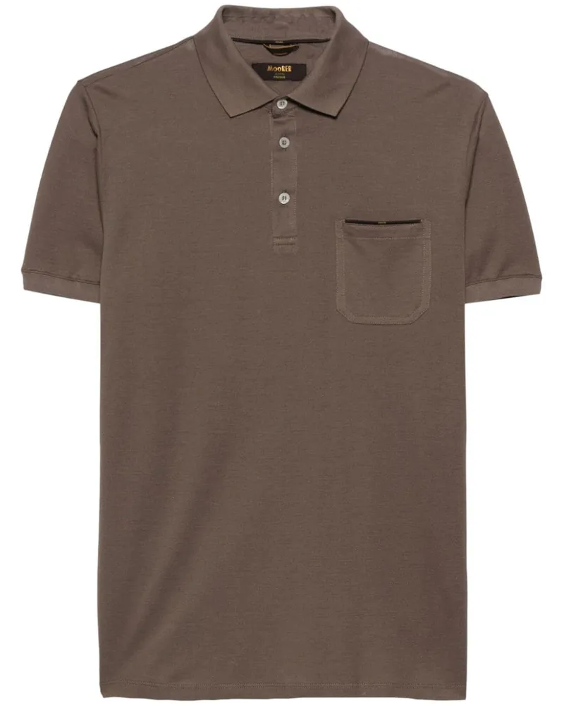 MOORER Poloshirt aus Pikee - Braun Braun