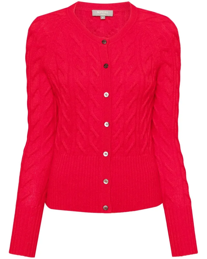 N.Peal Myla Cable Kaschmircardigan - Rot Rot