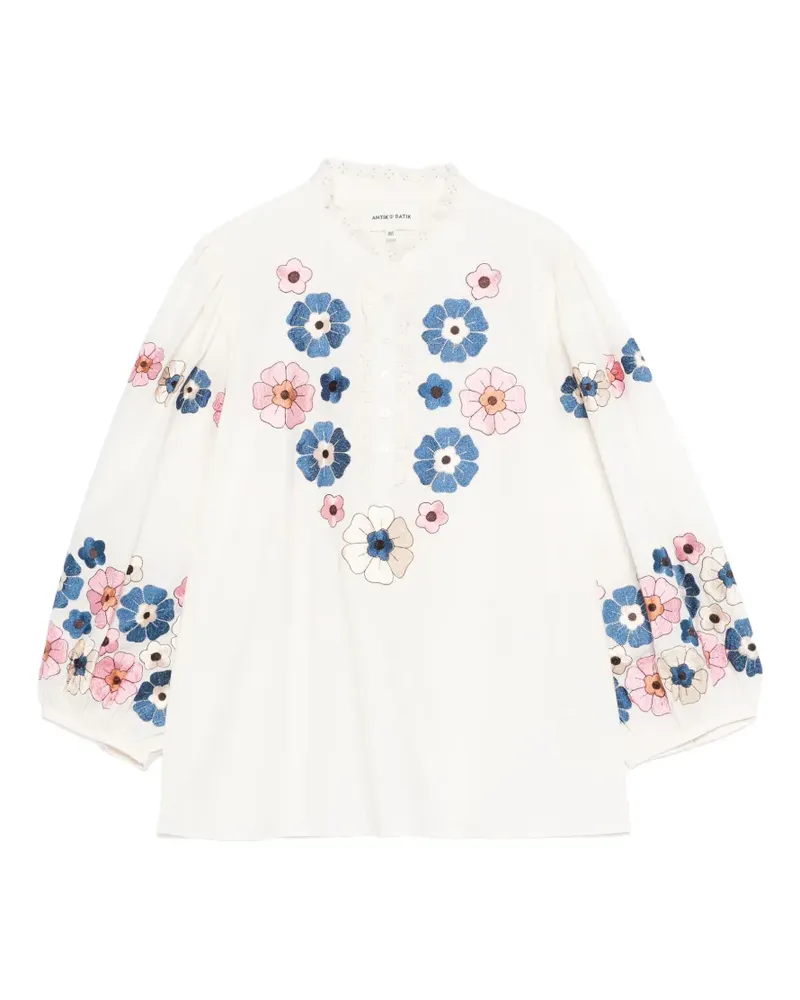 Antik Batik Amantina floral-embroidered blouse - Nude Nude