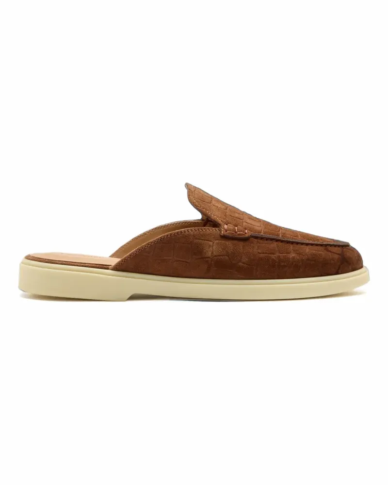 Magnanni Sofia crocodile-effect suede loafers - Braun Braun