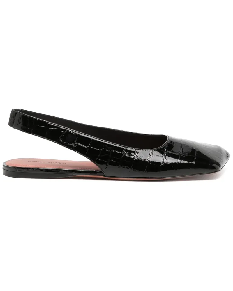 Amina Muaddi Ane Ballerinas - Schwarz Schwarz