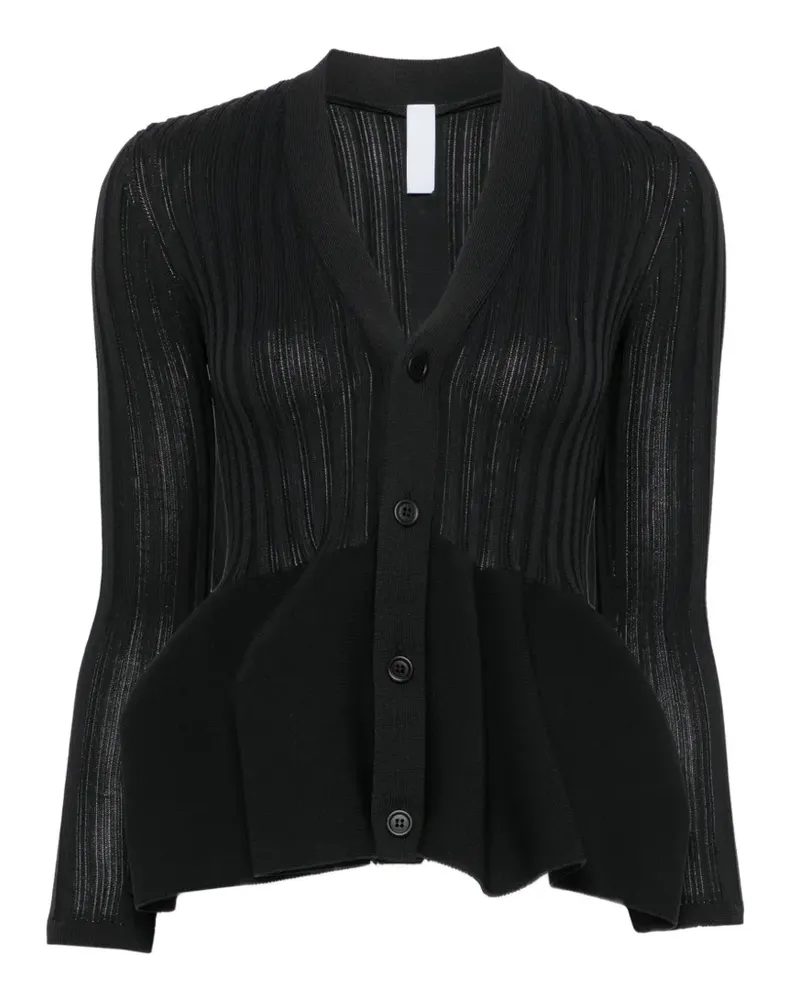 CFCL Gerippter Cardigan mit Schößchen - Schwarz Schwarz