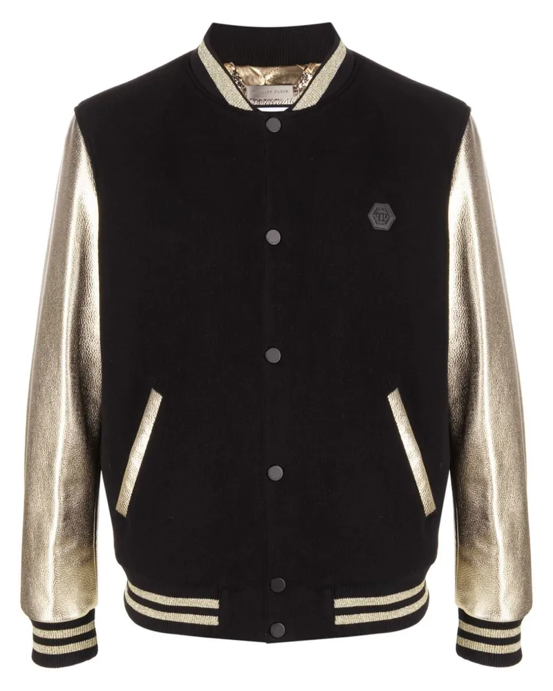 Philipp Plein Bomberjacke im Metallic-Look - Schwarz Schwarz