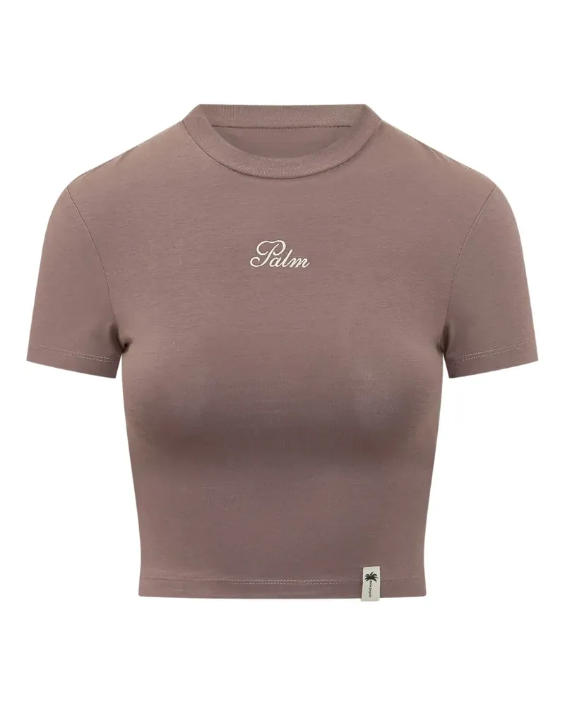 Palm Angels Schmales T-Shirt mit Palmenmotiv - Braun Braun