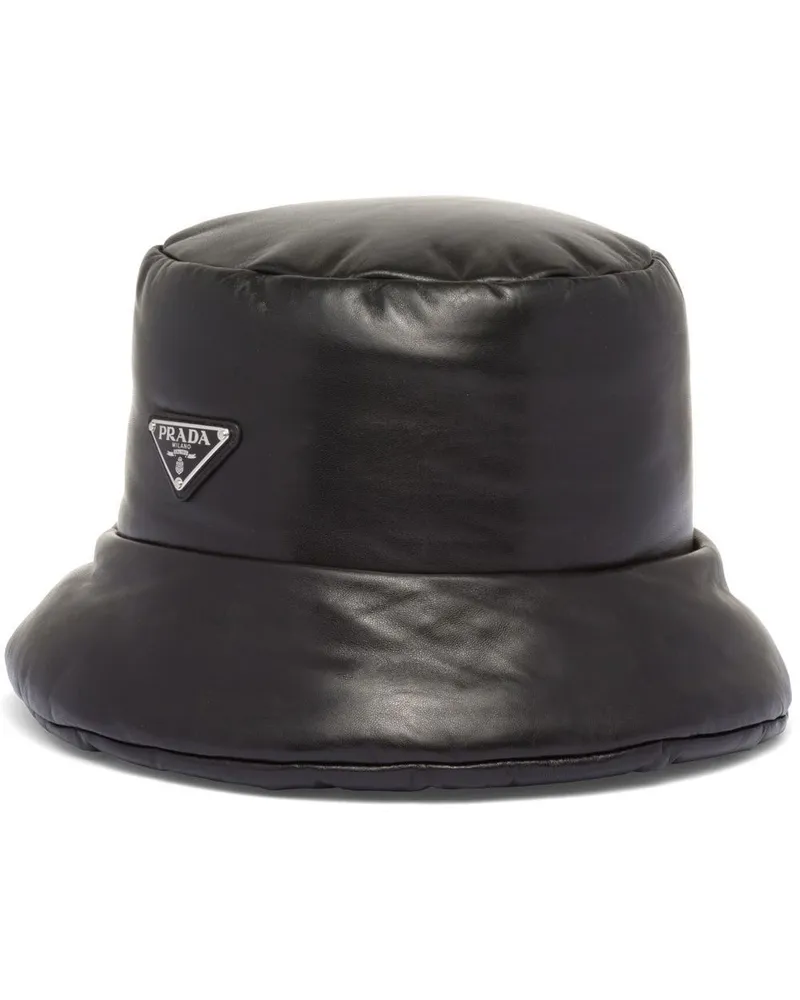 Prada Fischerhut mit emailliertem Logo - Schwarz Schwarz