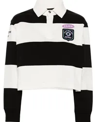 Maje Gestreiftes Poloshirt mit Logo-Patch Schwarz