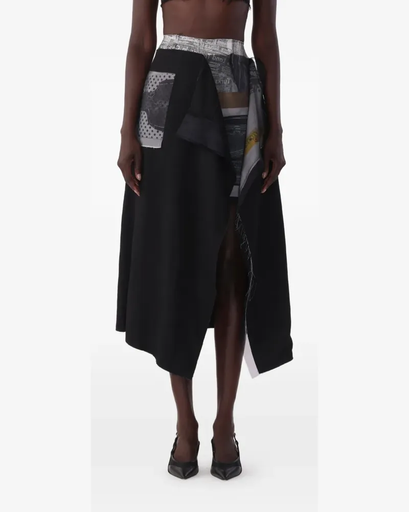 Jason Wu x Robert Rauschenberg collage sheephead-artwork midi skirt - Schwarz Schwarz