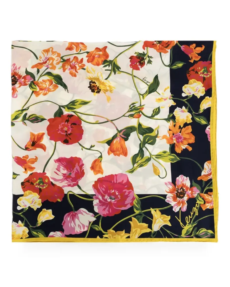 Kenzo floral-print silk scarf - Nude Nude