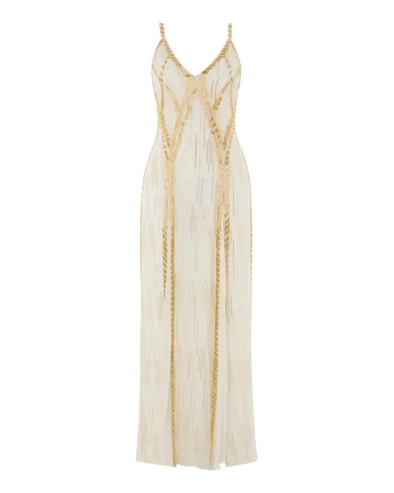 Temperley London Viola Midikleid mit Perlen - Weiß Weiß