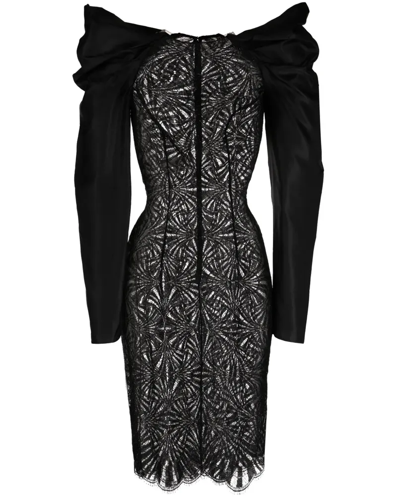 Saiid Kobeisy Midikleid mit Spitzeneinsatz - Schwarz Schwarz