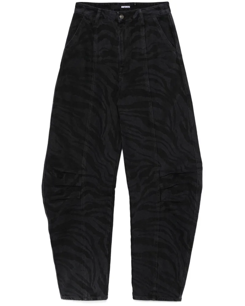 ROTATE Birger Christensen Twill-Hose mit Zebramuster - Schwarz Schwarz