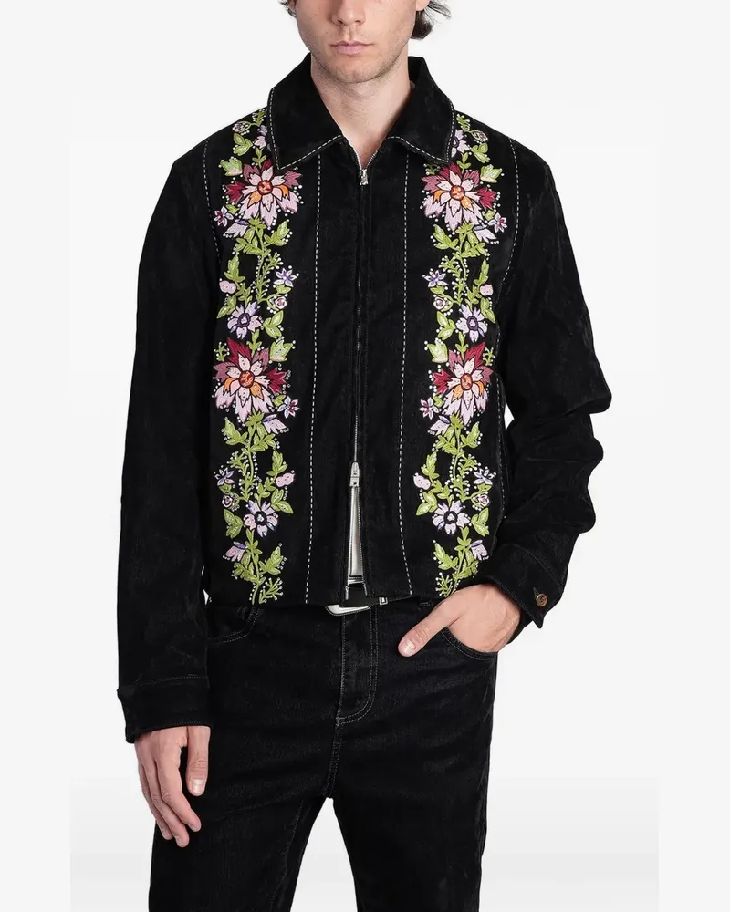 Amiri Verzierter Blouson mit Blumen - Schwarz Schwarz