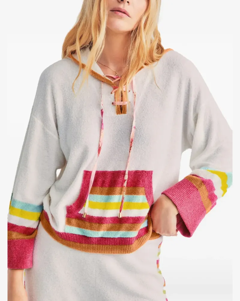 LoveShackFancy Gestreifter Fenmore Hoodie - Weiß Weiß