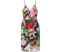 Wickelkleid mit Blumen-Print - Schwarz