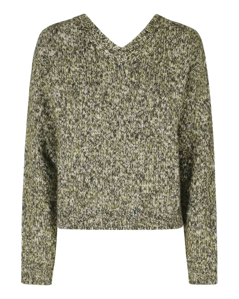 TELA Melierter Pullover mit V-Ausschnitt - Grün Grün