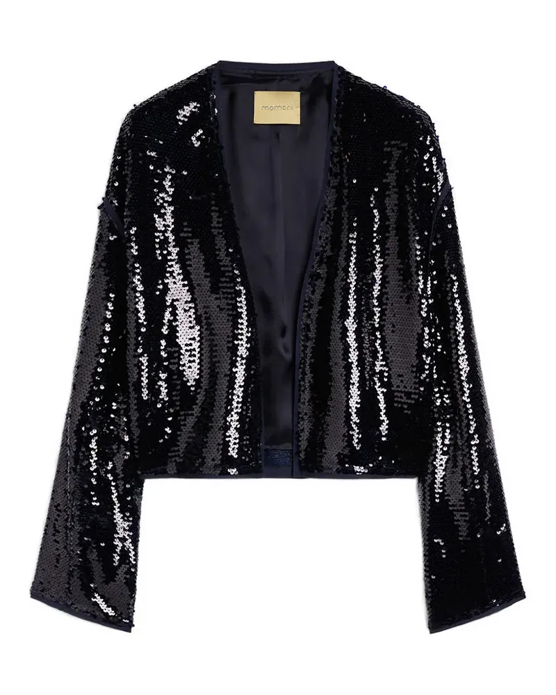 Momoni Ungesäumte Jacke mit Pailletten - Blau Blau