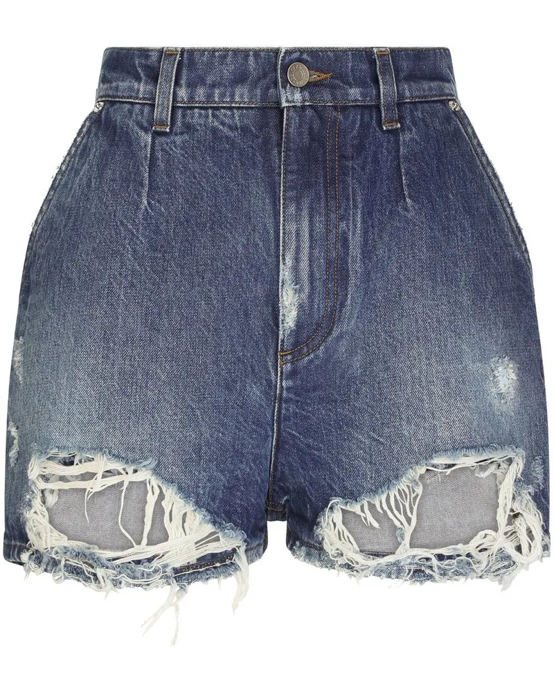 Dolce & Gabbana Jeans-Shorts im Distressed-Look - Blau Blau