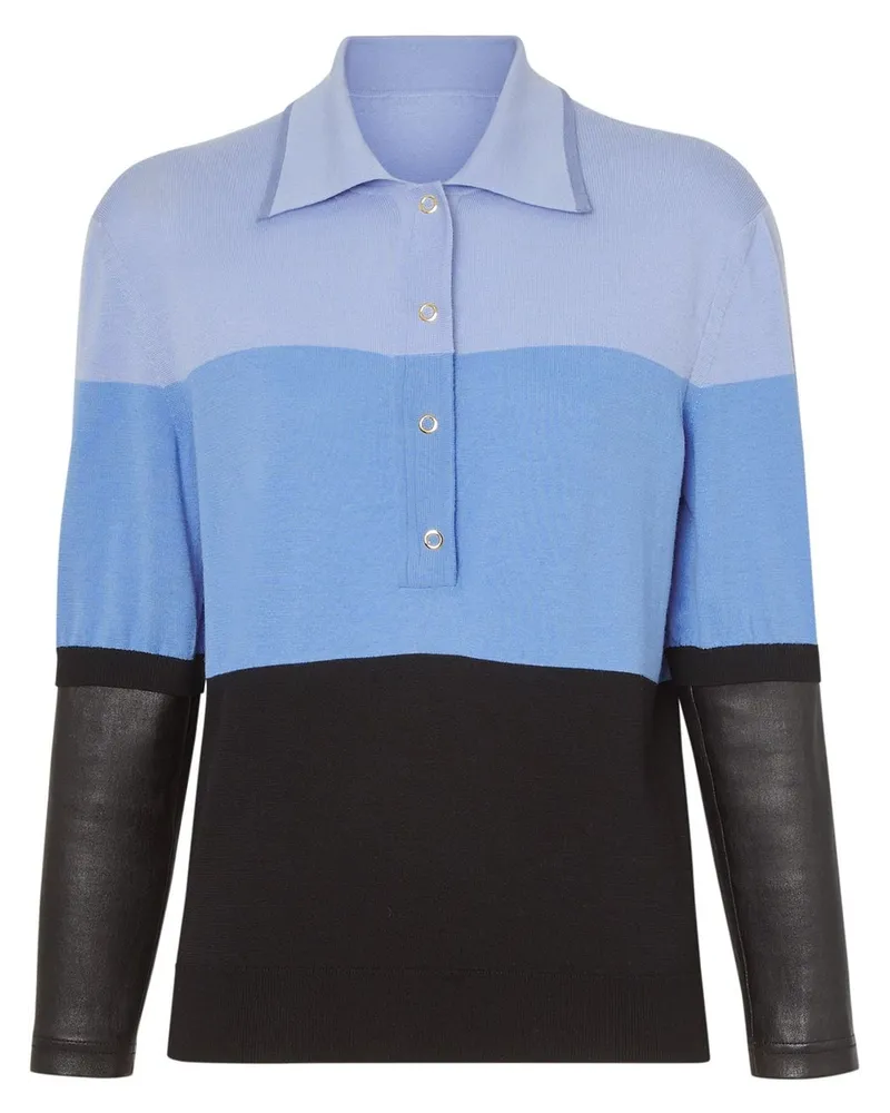 Burberry Poloshirt mit Lederdetail Blau