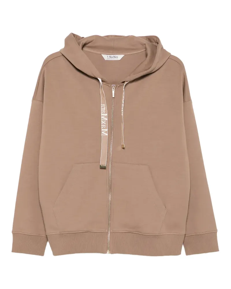 Max Mara Smmjour logo-drawstring zip-up hoodie - Braun Braun