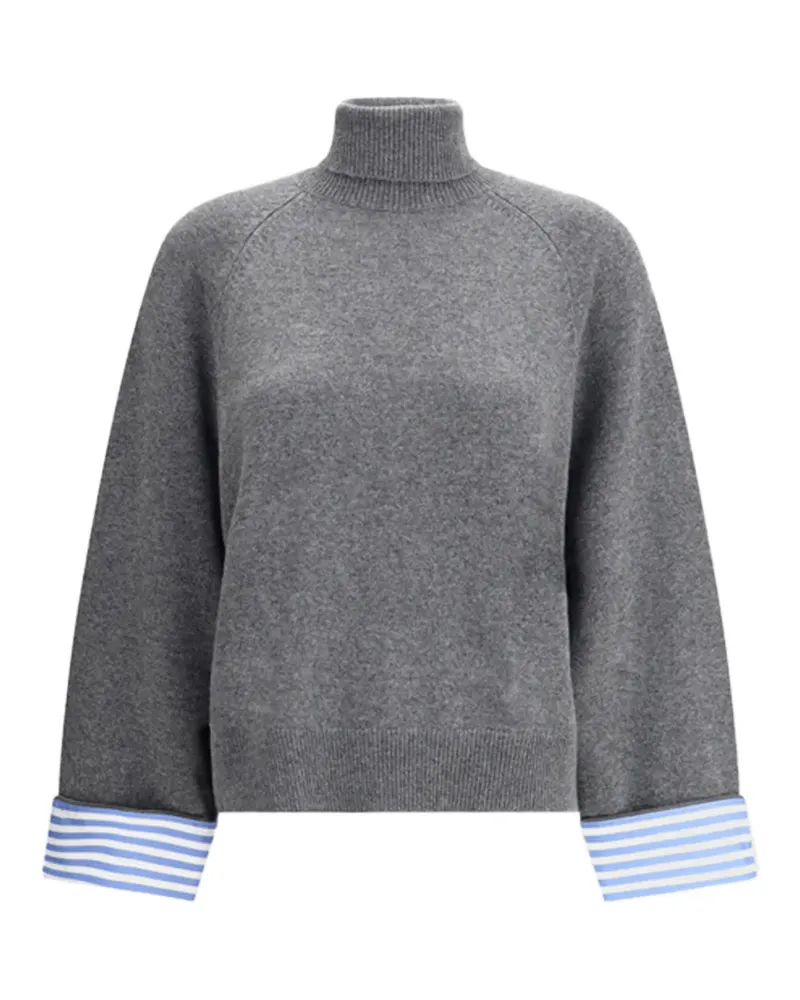Brunello Cucinelli Rollkragenpullover mit gestreiften Bündchen - Grau Grau