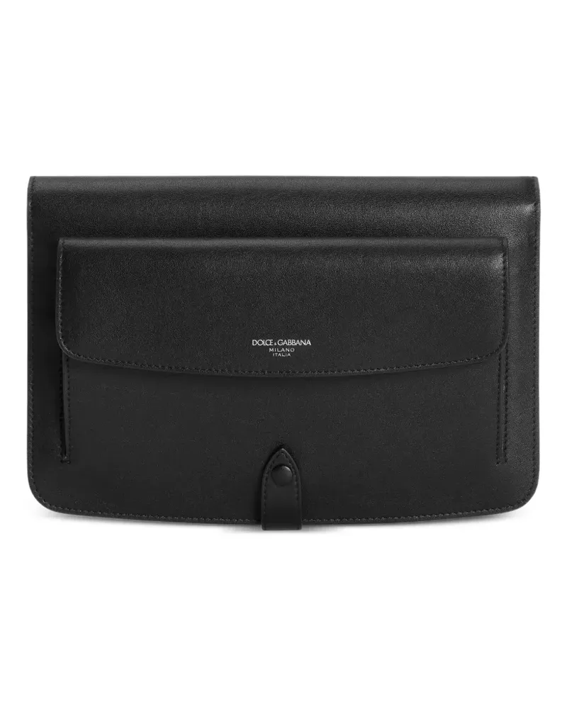 Dolce & Gabbana Clutch aus Kalbsleder mit Kettenriemen - Schwarz Schwarz