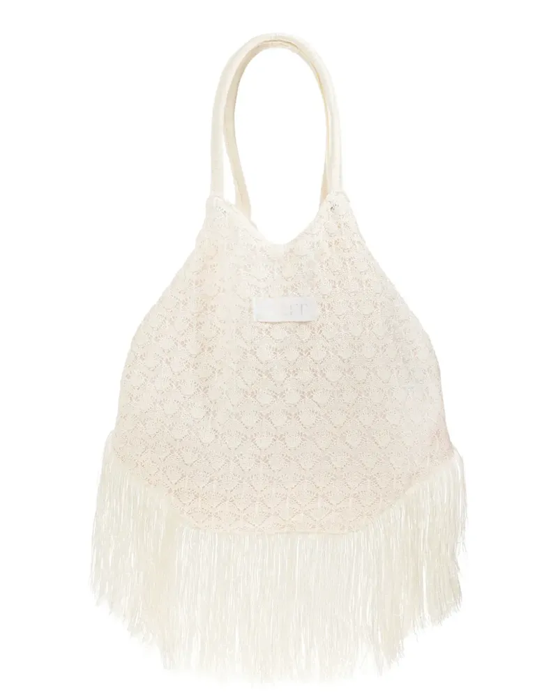 AKEP fringed knitted tote bag - Weiß Weiß