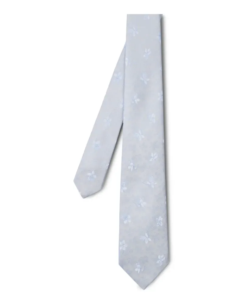 Paul Smith Hellblaue Seidenkrawatte mit Blumenmuster Blau