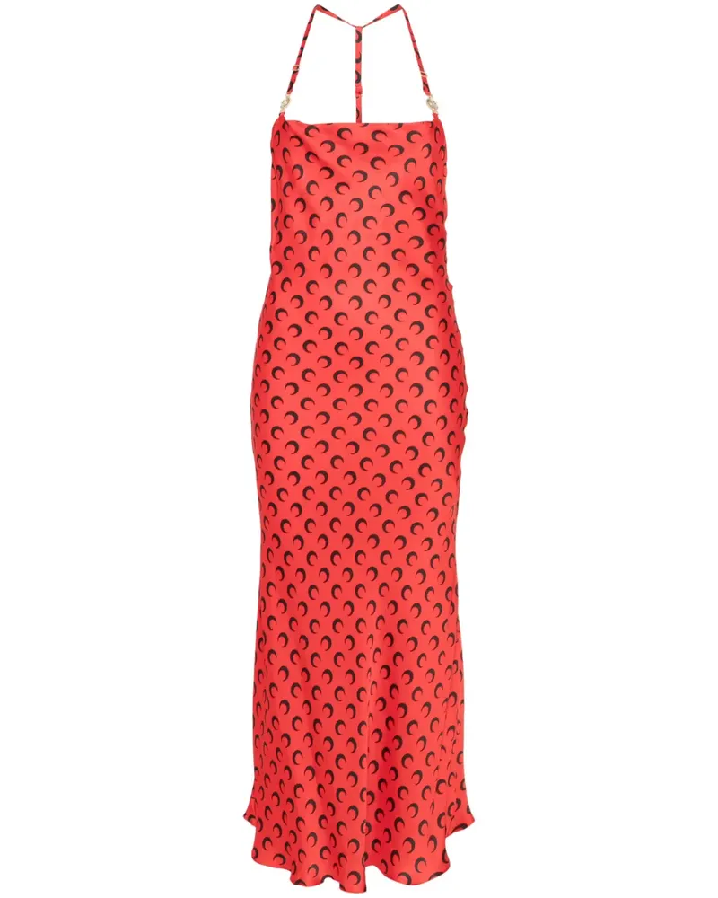 Marine Serre Maxikleid mit Mond-Print - Rot Rot