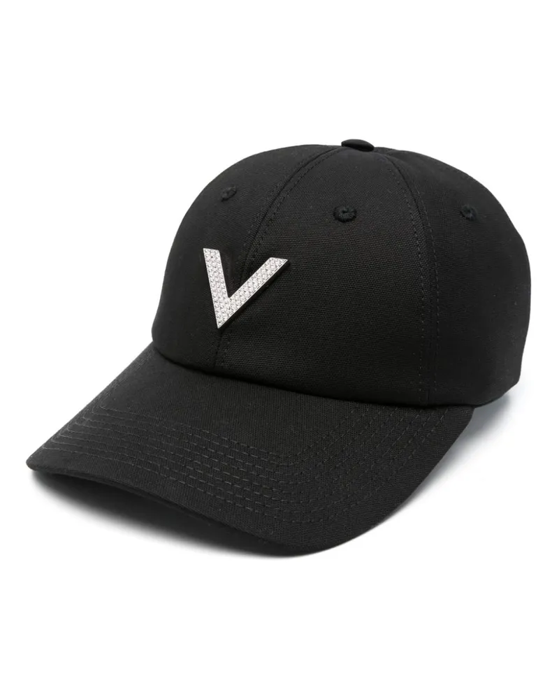 Valentino Garavani VLogo Baseballkappe mit Kristallverzierung - Schwarz Schwarz