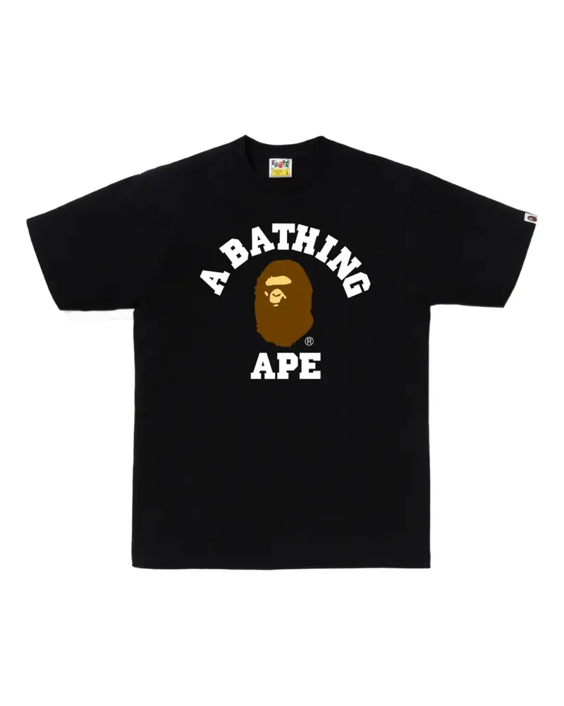 BAPE Kurzärmeliges College-T-Shirt - Schwarz Schwarz