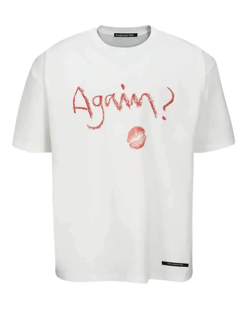 Andersson Bell T-Shirt mit Again Lip-Print - Weiß Weiß