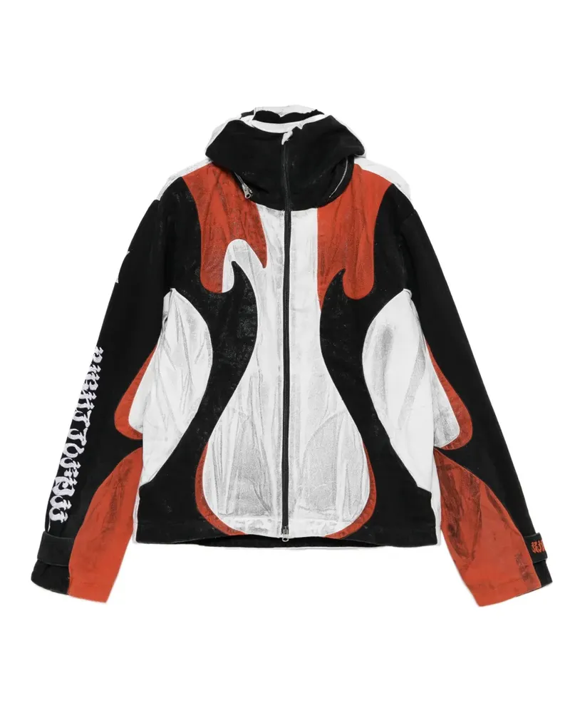 KUSIKOHC Windbreaker mit Flammen-Print - Weiß Weiß