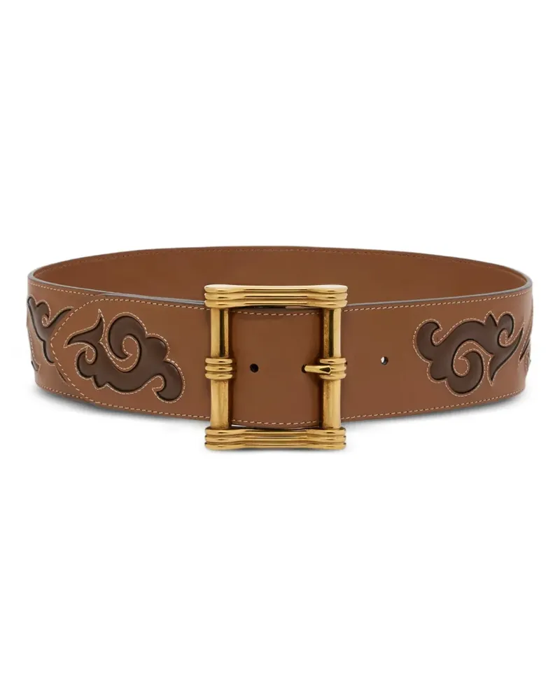 Etro Ledergürtel mit texanischer Stickerei - Braun Braun
