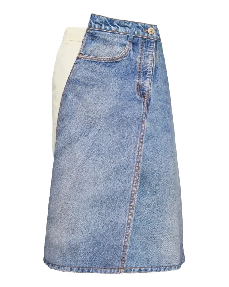 pushBUTTON panelled midi skirt - Blau Blau