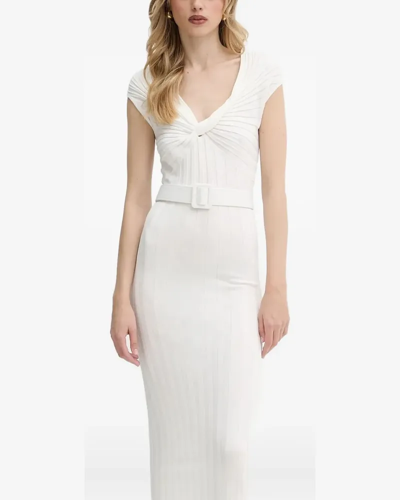 Liu Jo Gürtel-Midikleid mit Knotendetail - Weiß Weiß