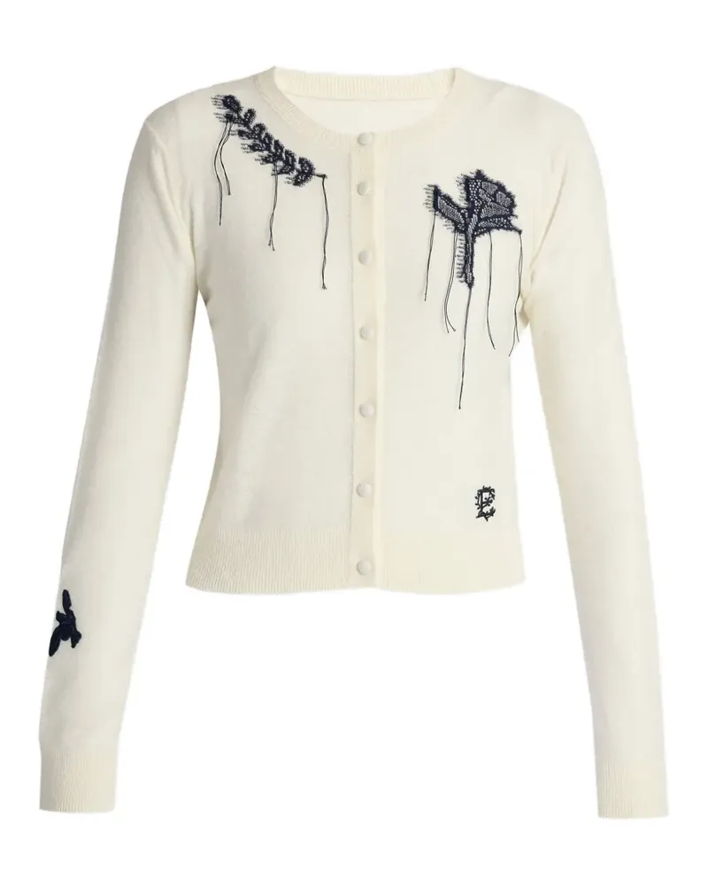 Erdem flower-embroidered cardigan - Nude Nude