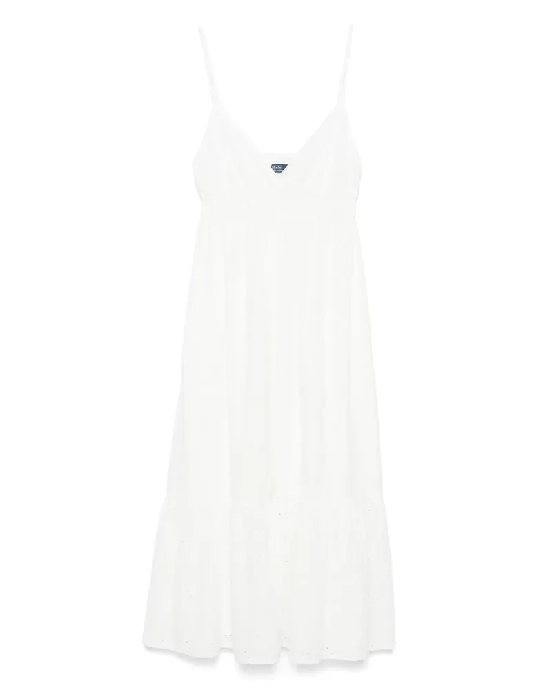 Ralph Lauren Midikleid mit Lochstickerei - Weiß Weiß