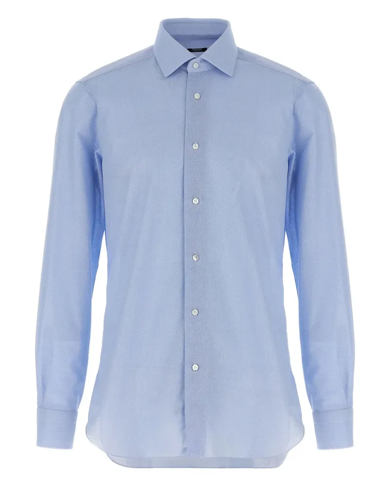 BARBA Hemd mit Wabenmuster - Blau Blau