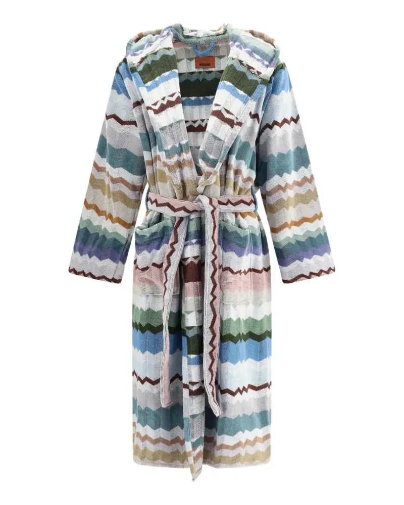 Missoni Home Eva zigzag-pattern hooded bathrobe - Blau Blau