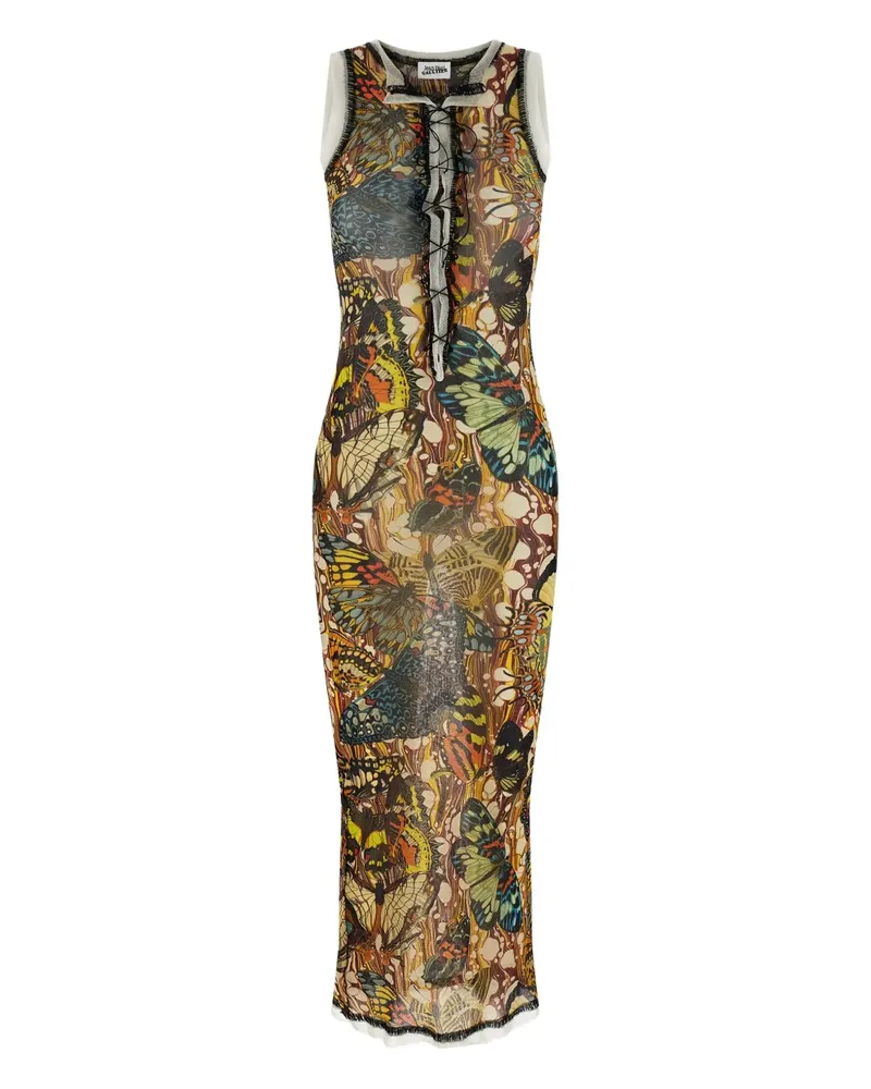 Jean Paul Gaultier butterfly-print midi dress - Gelb Gelb