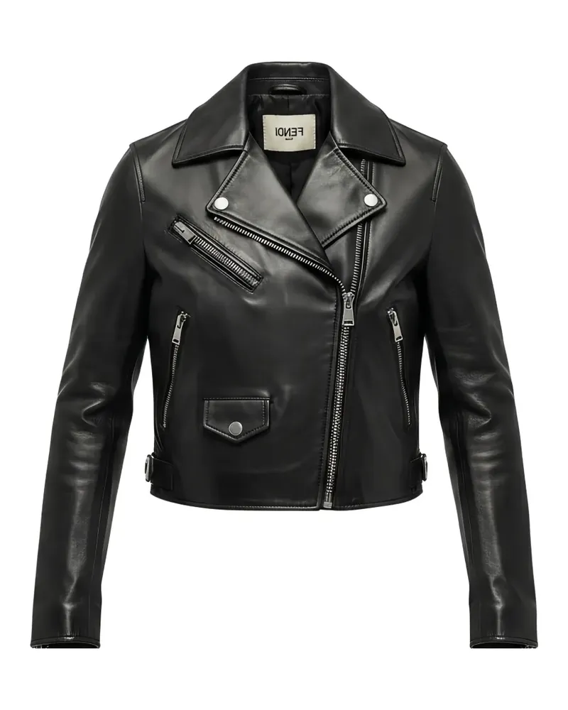 Fendi Bikerjacke aus Nappaleder - Schwarz Schwarz