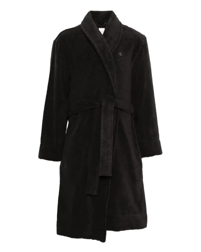 Calvin Klein belted monogram-embroidered bathrobe - Schwarz Schwarz