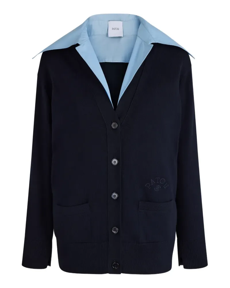 Patou Cardigan mit Popeline-Kragen - Blau Blau
