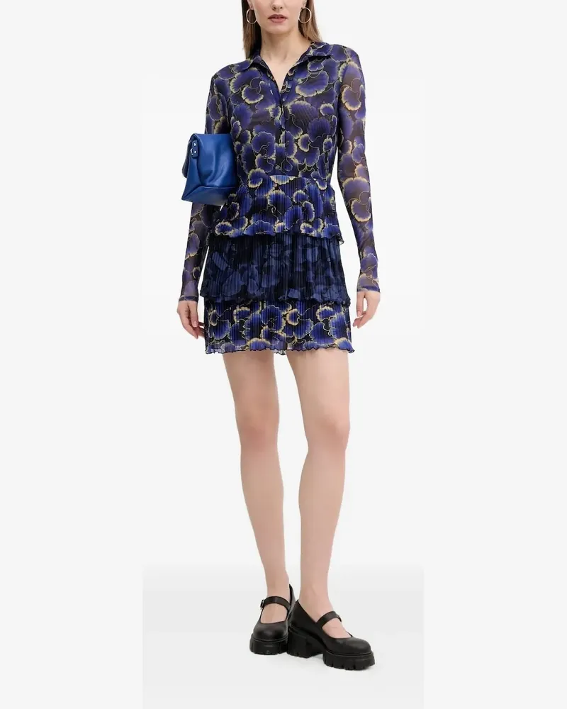 Desigual Plissiertes Kleid mit Blumen-Print - Blau Blau