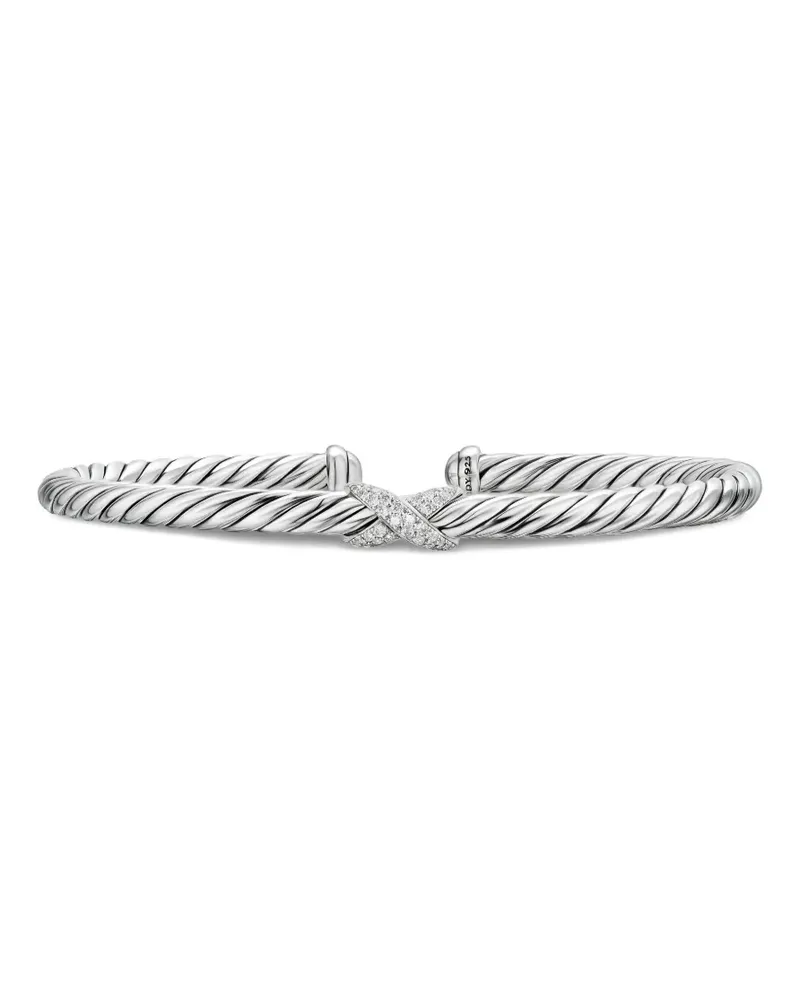 David Yurman Cable Flex X Station Armreif mit Diamanten - Silber Silber