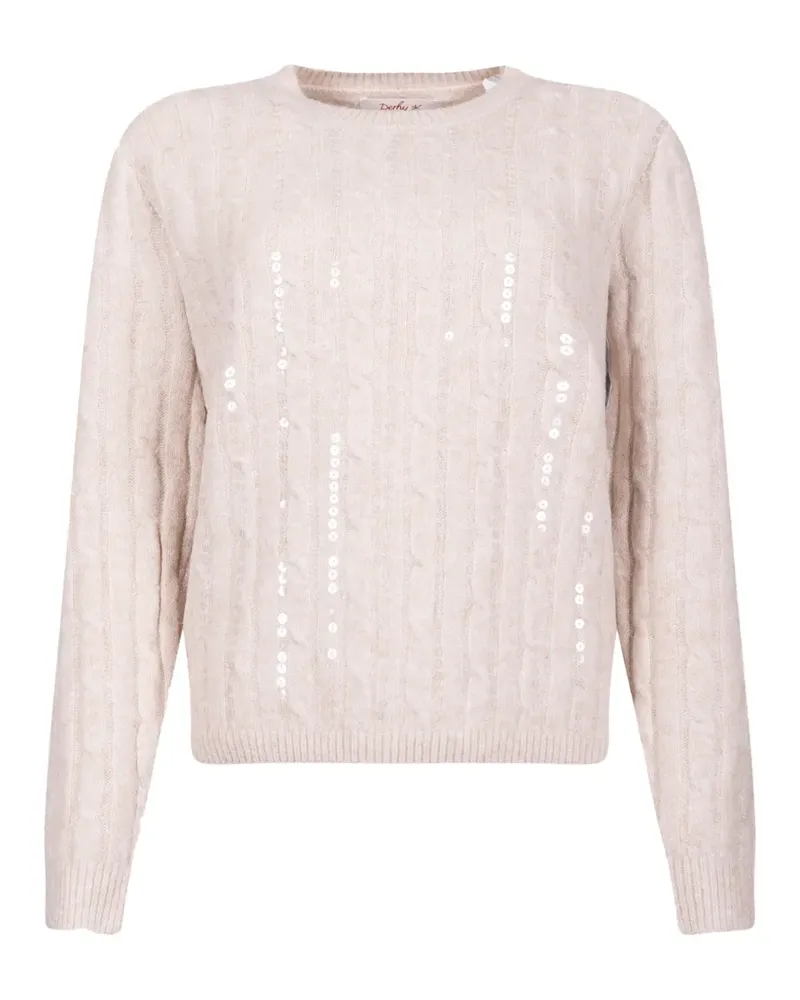 Derhy Nairobi sequin-embellished cable-knit sweater - Nude Nude