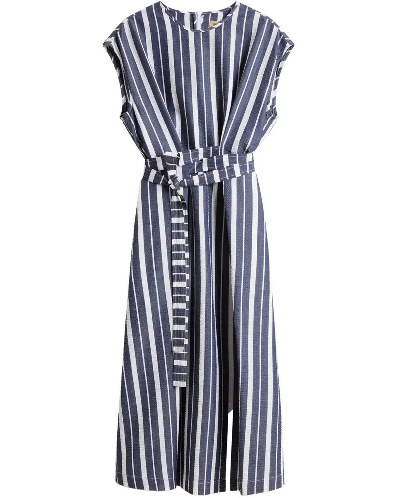 Woolrich Gestreiftes Kleid mit Gürtel - Blau Blau