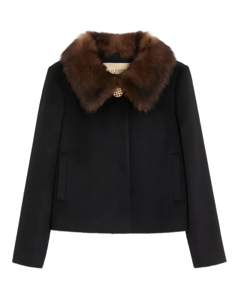 Valentino Garavani shearling-collar jacket - Schwarz Schwarz