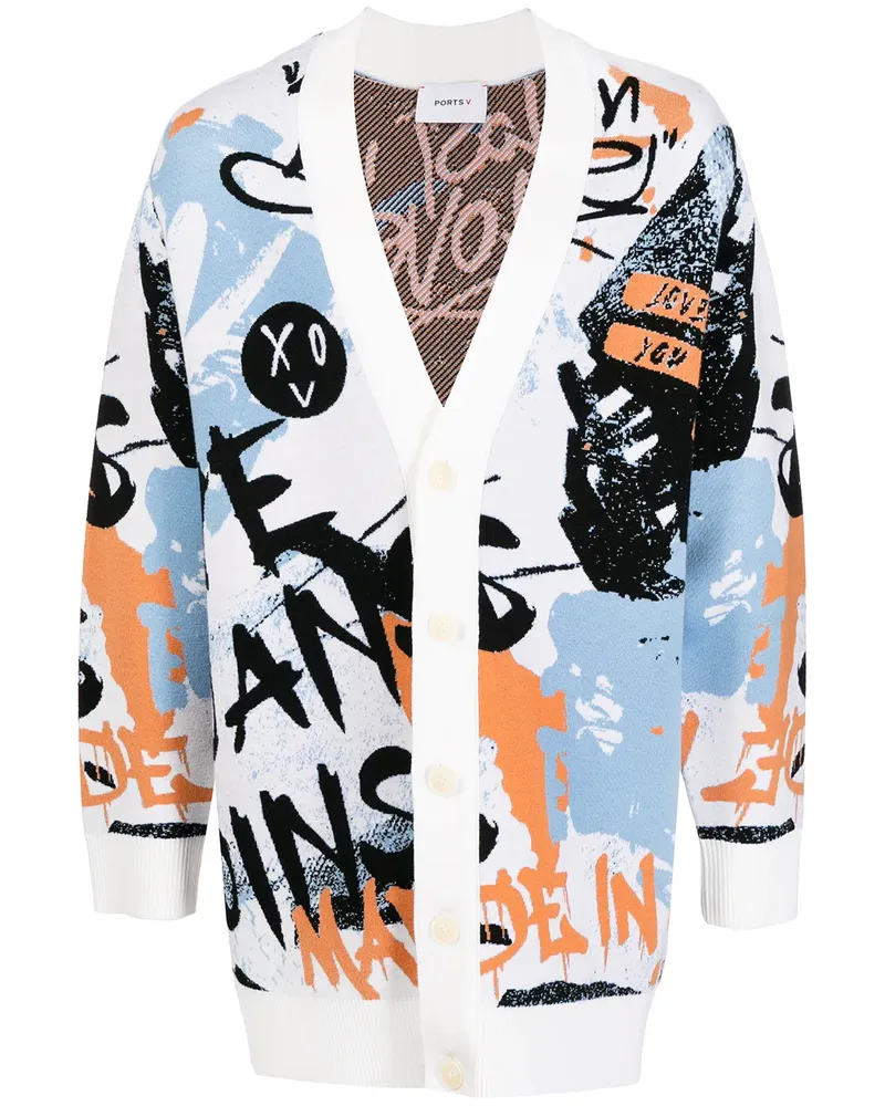 Ports V Cardigan mit Print - Mehrfarbig Mehrfarbig