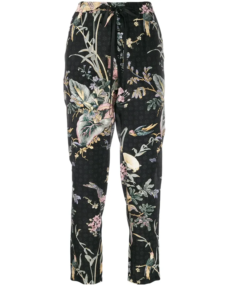 RED Valentino Hose mit Blumen-Print - Schwarz Schwarz
